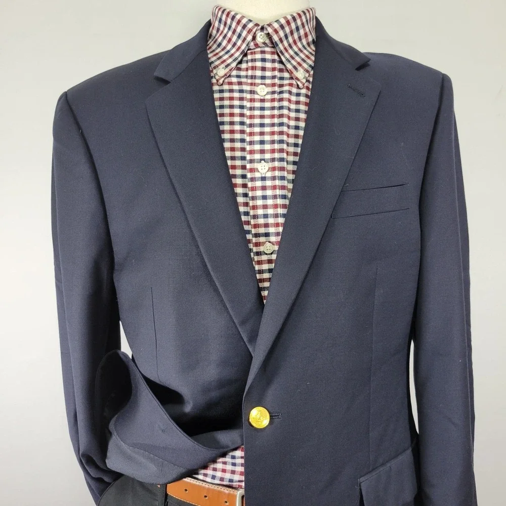 Lauren Ralph Lauren Men's Sport Coat Blazer‎ Two Button Deep Navy Wool Sz 42L